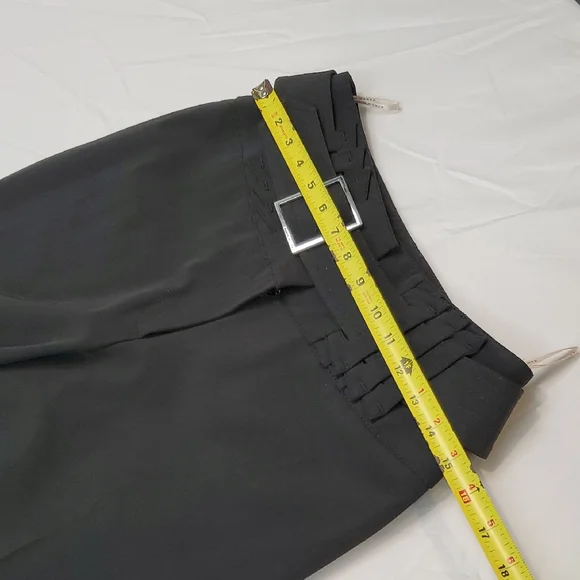 Karen Millen Black Boot Cut Flare Pants With Belt Office Trouser High Waist Sz 6 - Picture 9 of 14